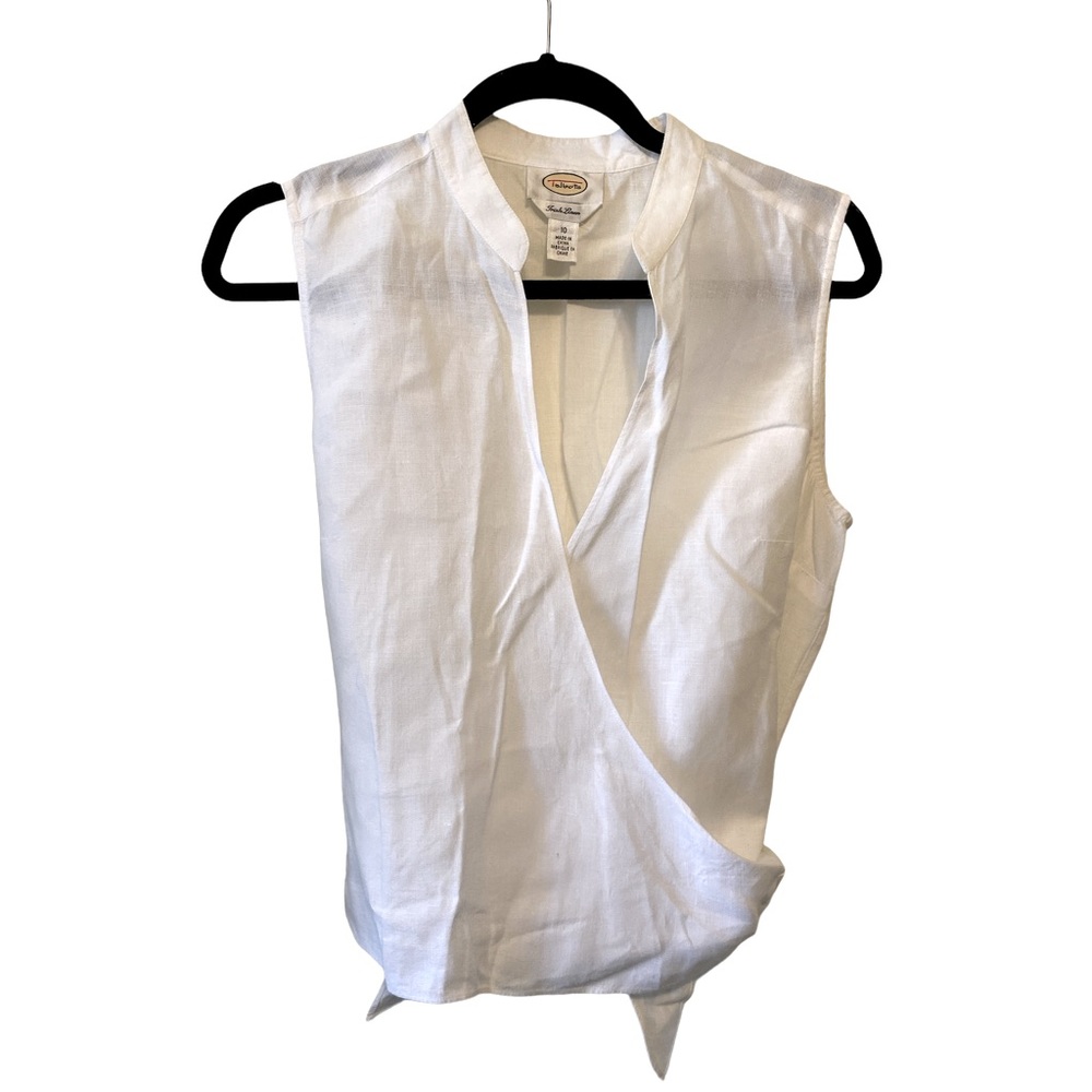 Talbots Irish linen size 10 sleeveless wrap blouse